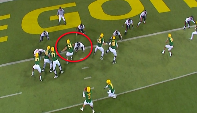 The center let the Nose Tackle through?
