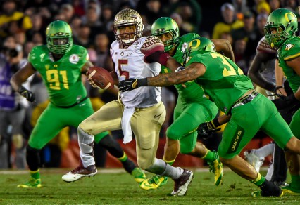 Oregon's defense slowed FSU run game, leaving Jameis Winston chasing the Ducks on the scoreboard.