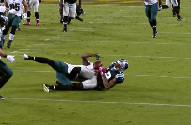 Nolan Carroll pulls the ball out for an interception